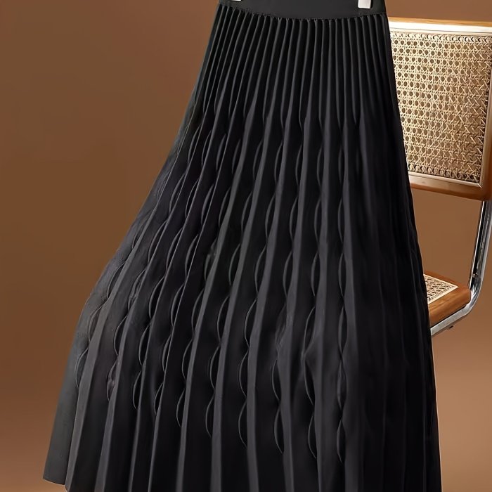 Elegant High-Waist Ruffled A-Line Midi Skirt
