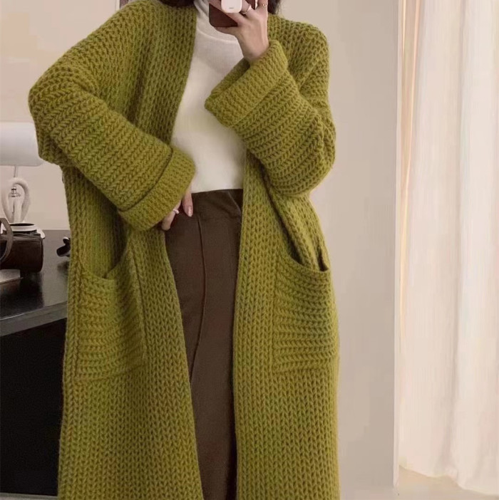 Women's Hepburn Style Solid Knitted Cardigan Sweater Baggy Loose Sweater