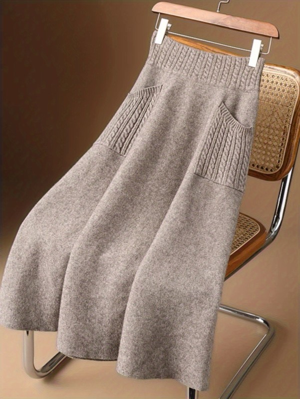 Women's Elegant Mid-Length High-Waisted A-Line Skirt