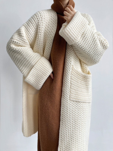 Women's Hepburn Style Solid Knitted Cardigan Sweater Baggy Loose Sweater