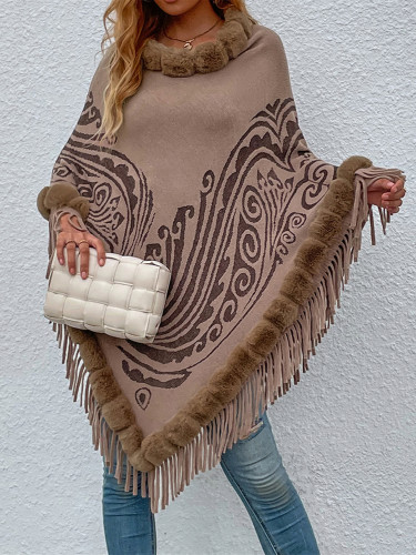 Pullover Tassel Shawl Sweater Cape Poncho Western Style Poncho
