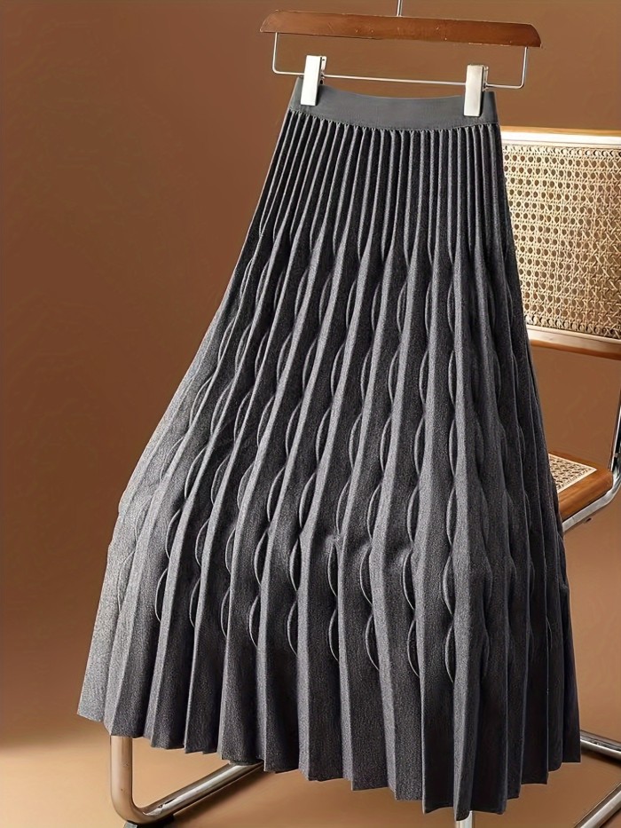 Elegant High-Waist Ruffled A-Line Midi Skirt