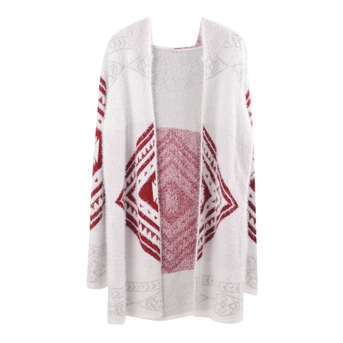 Women Overcoat Plus Size Warm Printing Long Sleeve Open Front Winter Cardigan Outwear Hoodies Sweater Coat