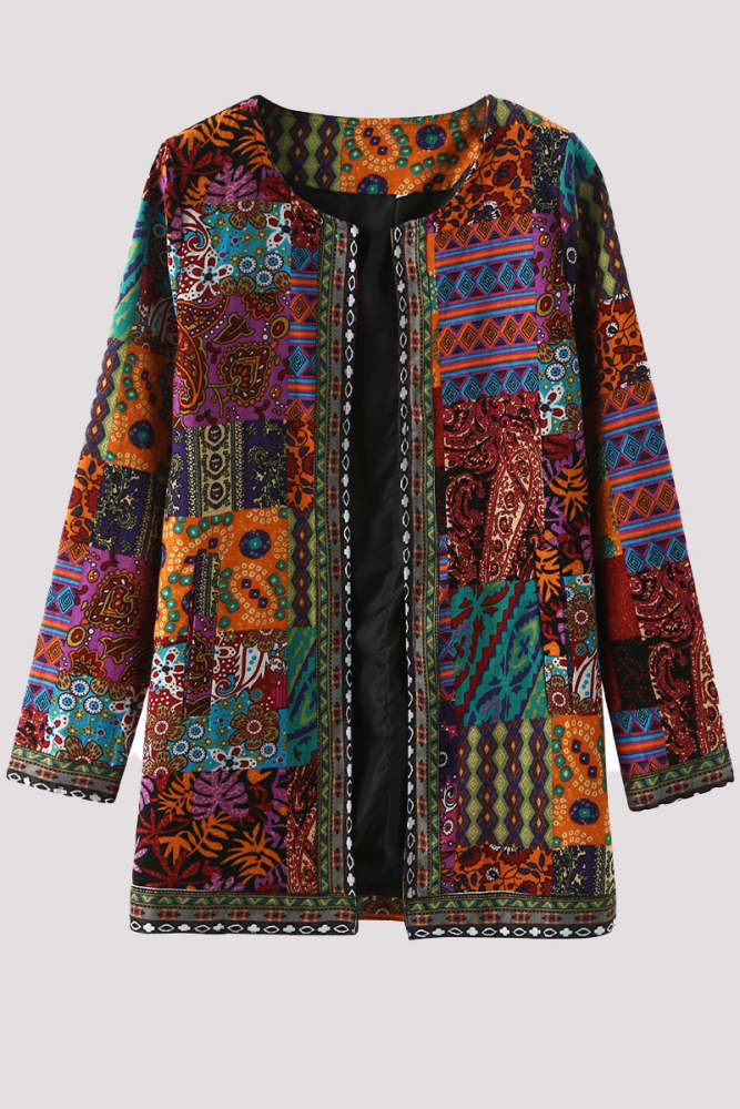 Print Printing O Neck Jacket Outerwear(3 Colors)