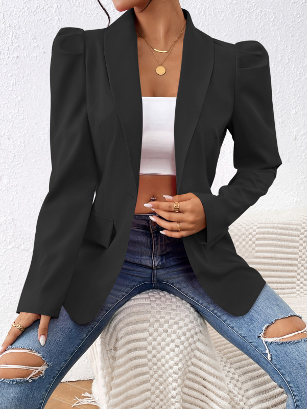 Women's Slim Fit Business Blazer V-Neck One Button Daily Blazer Jacket 3Colors