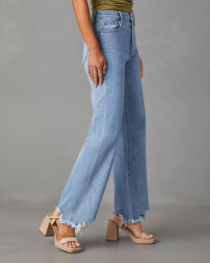Women's Straight Jeans Casual Loose Denim Long Pant