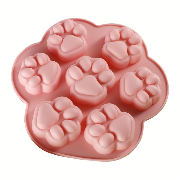 1pc, Silicone Paw Print Mold, 7 Cavity Dog Treat Molds Non-Stick Food Grade Silicone Molds For Making Biscuits, Cookie, Candy, Baking, Chocolate, Jelly, Bakeware, Kitchen Supplies, Kitchen Accessories