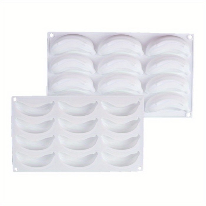 1pc 12-Cavity Silicone Banana Mousse Cake Mold - Food-Grade Non-Stick DIY Baking Tool for Jelly, Ice Cream, Pudding, Chocolate & Fondant - Reusable, Easy Release, Uniform Desserts, Playful Design, Foodgrade Material