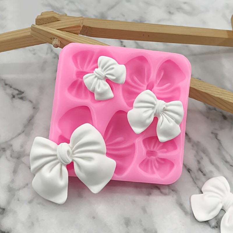 1pc Silicone Cake Mold - Easy to Use, Perfect for Decorating Cakes and Cupcakes with Chocolate Fondant and 4 Small Bows