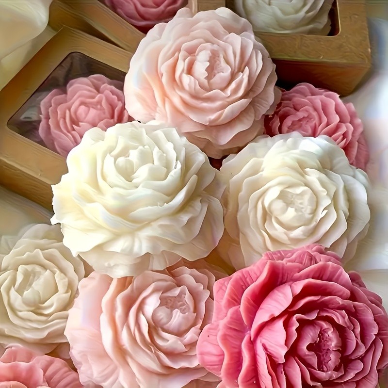 2 Large Peony Flower Molds - Realistic Multi-Layer Petal Design with Non-Stick Surface, for Soap, Candle, Wedding Decor, Home Decoration - Durable Silicone Crafting Molds, Perfect Gift for Mother's Day, Valentine's, Floral DIY Projects - Professional & Beginner-Friendly, Candle Making Essentials, Glossy Finish Crafts