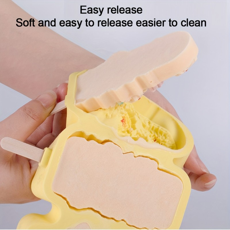 Silicone Popsicles Molds With Flower For Homemade Treats 4-in--row Flower Ice