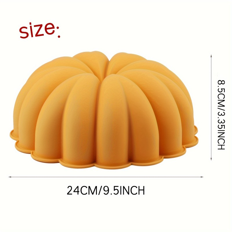 Silicone Cake Pan 9inch Silicone Round Cake Pan - Large Pumpkin Shaped Non-stick Silicone Cake Mold - for Making Gelatin, Bread, Jello, Chiffon - 1Pack