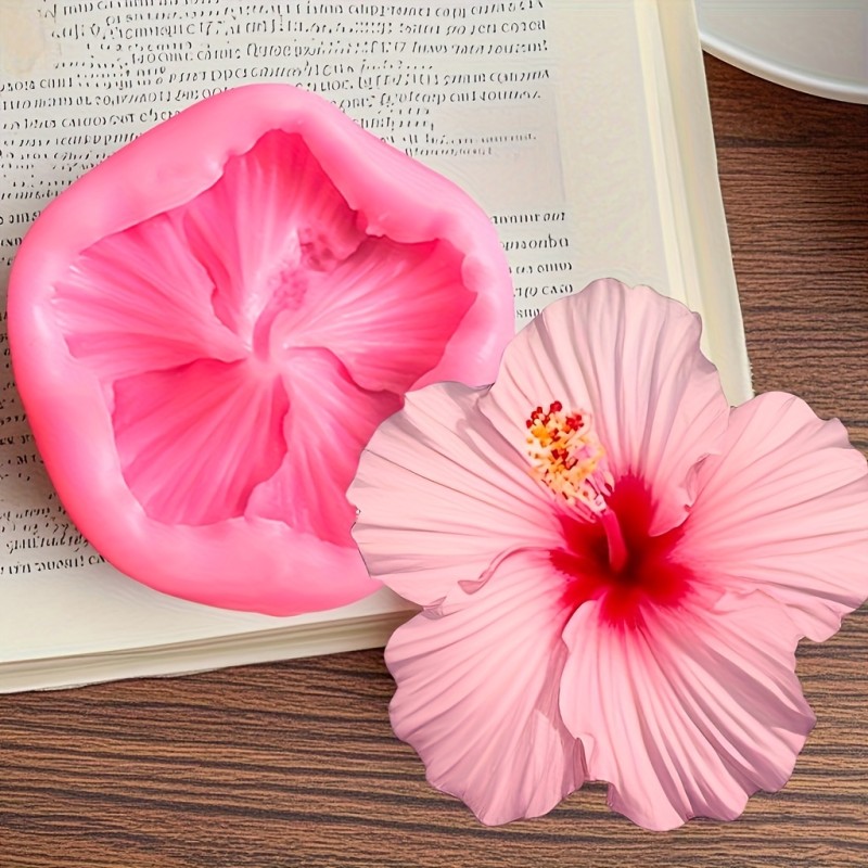 4pcs Hibiscus Silicone Mold Set for Cake Decoration, Chocolate, Fondant, Soap, Aromatherapy Candle Making, Clay Resin Casting Molds - DIY Baking Tools, Pendant Moulds, Perfect for DIY Gifts for Valentine's Day, Mother's Day, Father's Day, Thanksgiving, And Birthdays