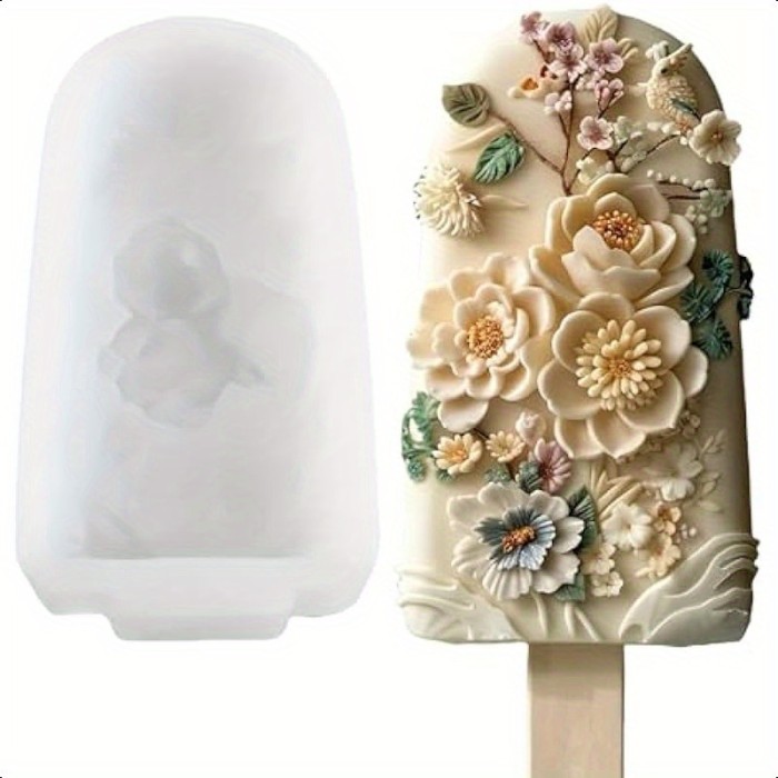 3D Floral Ice Cream Molds ChineseInspired Silicone Popsicle Molds for DIY Homemade Ice Cream Includes Sticks Perfect for Parties and Holiday Gifts