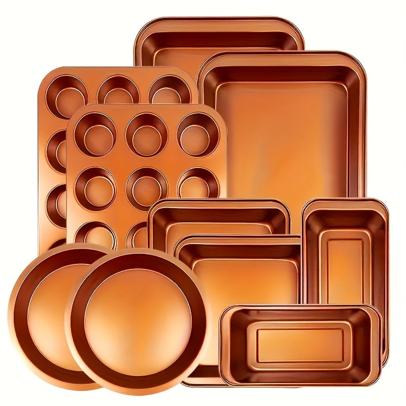 Non-Stick Baking Set 5-10pcs Non-Stick Baking Set - Dishwasher Safe, Easy to Clean, Oven-Safe | Round Cake Pans, Square Cake Pans, Bread Pans, Muffin Pans & Roasting Trays