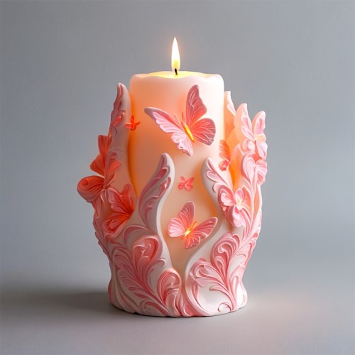 Butterfly and Floral Candle Mold - Silicone, DIY Crafts for Soaps, Clay Resin Casting, Gypsum Crafts Making - Ideal for Valentine'S Day, Thanksgiving, Birthday Gifts & Home Decor, Candle Making Supplies