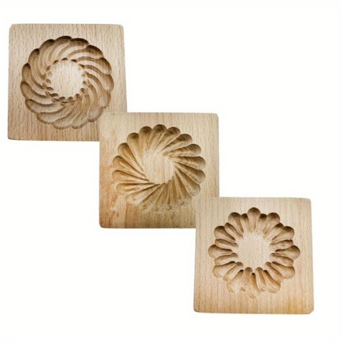 3D Embossing Mold for Festive DIY Baking Carved Wooden Cookie Mold Wooden Cookie Biscuit Mold Kitchen Stamp Cookie Cutter Embossing Craft Decorating Ideal for Cookies Cakes Chocolates and Sugar Crafts