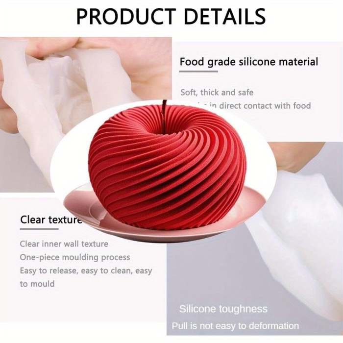 3D Spiral Apple Mold Food-Grade Silicone 3D Spiral Apple Mold | Non-Stick Cake Pan for Mousse Cake, Brownies, Truffles, Ice Cream, Soap Making - Easy Release & Clean, Perfect for Home Bakers & Professionals, Decorative Kitchen Tool, Brownie Tray, Professional Chefs
