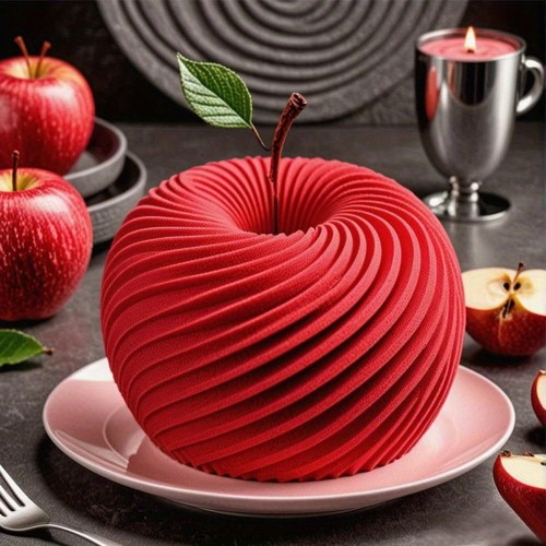 3D Spiral Apple Mold Food-Grade Silicone 3D Spiral Apple Mold | Non-Stick Cake Pan for Mousse Cake, Brownies, Truffles, Ice Cream, Soap Making - Easy Release & Clean, Perfect for Home Bakers & Professionals, Decorative Kitchen Tool, Brownie Tray, Professional Chefs