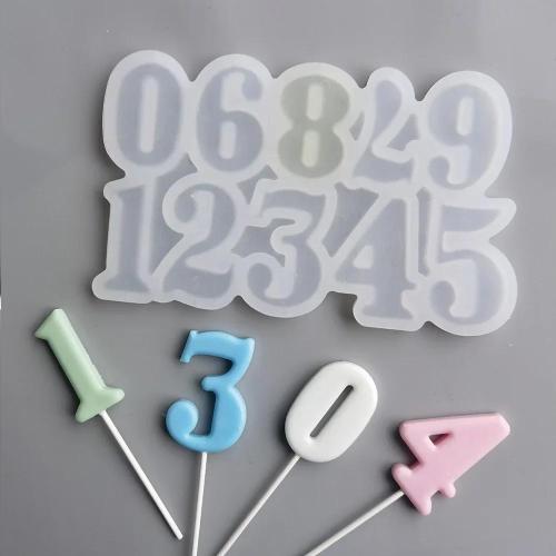 1pc Silicone Number Baking Mold for DIY Lollipops, Chocolates & Cake Decorations - Lead-Free Kitchen Tool with Colorful Number Shapes (0-9) for Creative Dessert Designs, DIY Candy Making | Creative Dessert Mold | Leadfree Silicone, Silicone Baking Molds