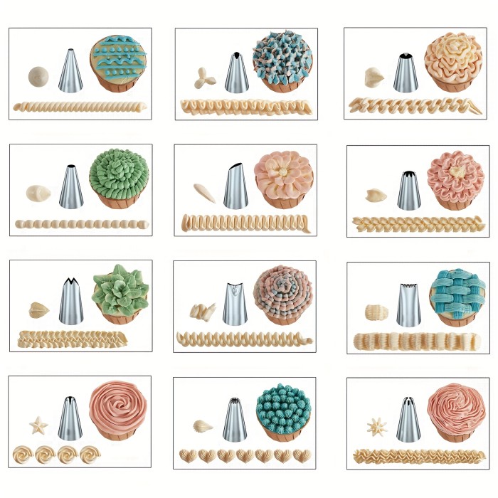 Set of 21pcs for Cake Decoration Including Baking Tools, Molds, Piping Bags, And Tips.