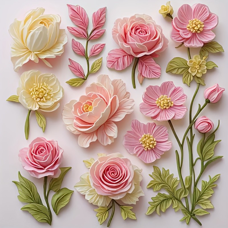 1pc Elegant Floral Silicone Mold - with Roses, for Resin, Cake, Cookie, Candy, Jewelry Making - Non-Stick, Easy Release, Reusable - Ideal for Wedding, Birthday, Party Decorations - Kitchen & Crafting Supplies, Silicone Molds for Resin, Baking Accessories, Decorative Patterns, Smooth Texture, DIY Enthusiasts