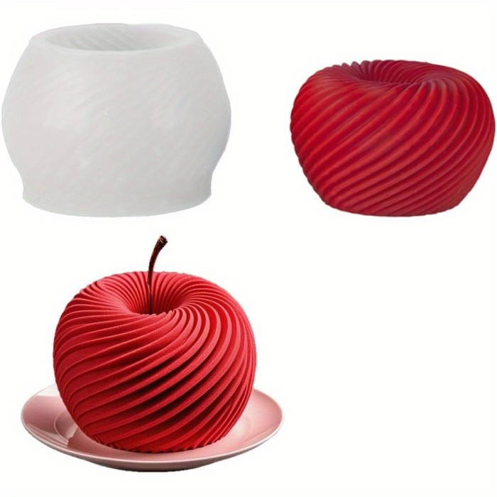 3D Spiral Apple Mold Food-Grade Silicone 3D Spiral Apple Mold | Non-Stick Cake Pan for Mousse Cake, Brownies, Truffles, Ice Cream, Soap Making - Easy Release & Clean, Perfect for Home Bakers & Professionals, Decorative Kitchen Tool, Brownie Tray, Professional Chefs