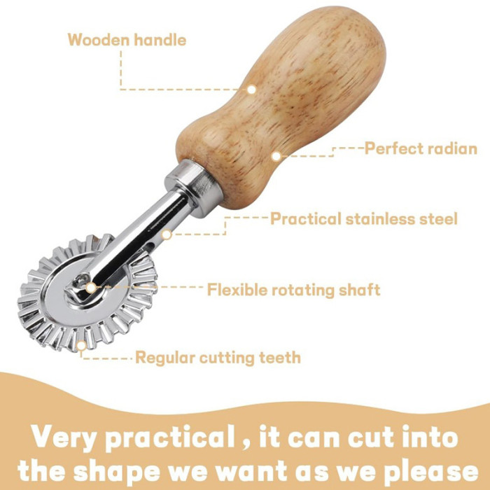 Cookie Mold Set, Ravioli Cutter with Wooden Handle, Ravioli Maker, Cake Cutter, Pasta Molds, Tools for Making Ravioli, Round, Pentagram, Square, Heart Cookie Mold and Pasta Wheel with Wooden Handle