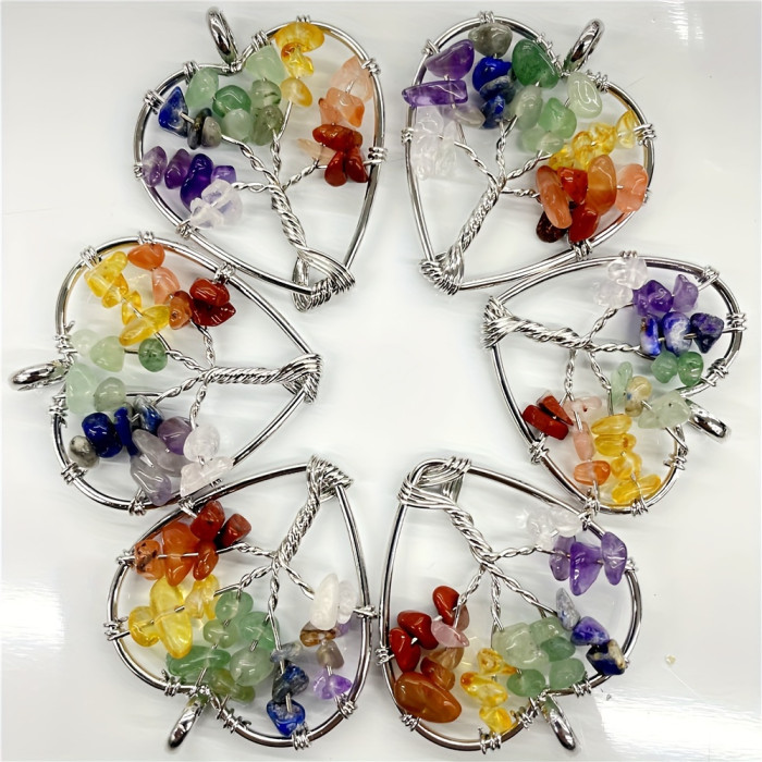 10-Pack Natural Agate Life Tree Pendants with Unique Bohemian Style