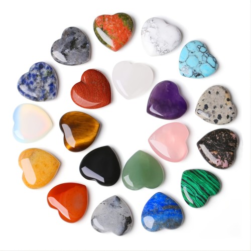 Heart Shaped Artificial Crystal Stones 0.78Inch Worry Stones Bulks Assorted Heart Palm Pocket Carved Love Heart Stones