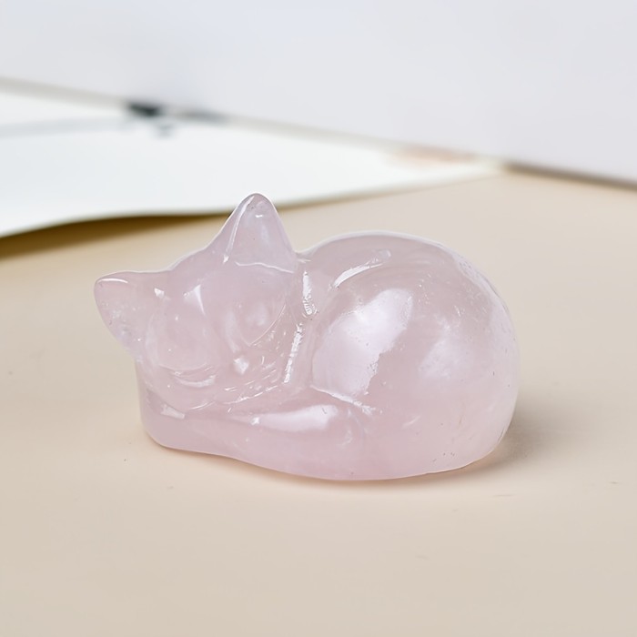 Crystal Sleeping Cat 1pc Crystal Carving Sleeping Cat | Crystal Gift, Home Decor, Mineral Specimen, Bare Stone