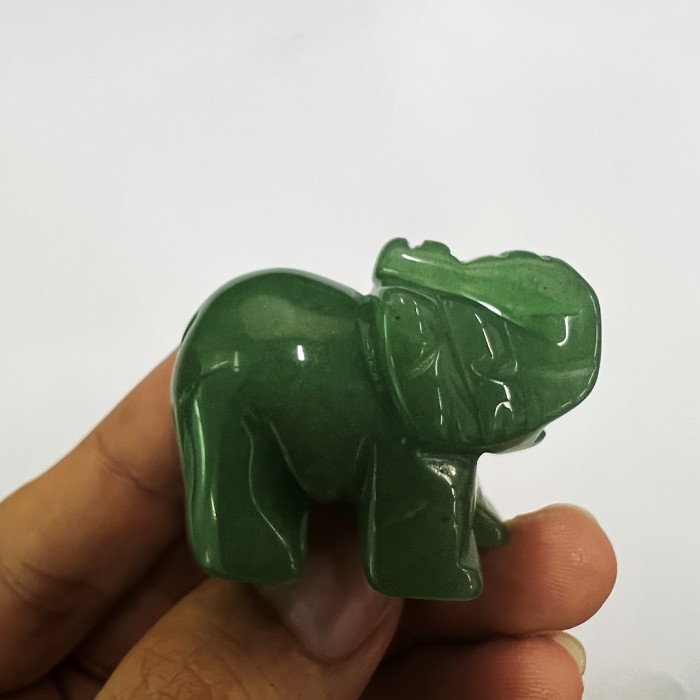 Hand Carved Elephant Natural Green Aventurine Jade 1pc Hand Carved Elephant Statue | Natural Crystal Artware Decoration