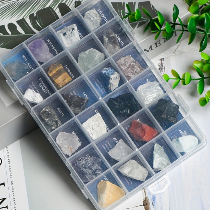 DIY Decorative Crystal Mineral Specimen Display, Educational Gift for s, Science Collection of Unique Stones and Crystals