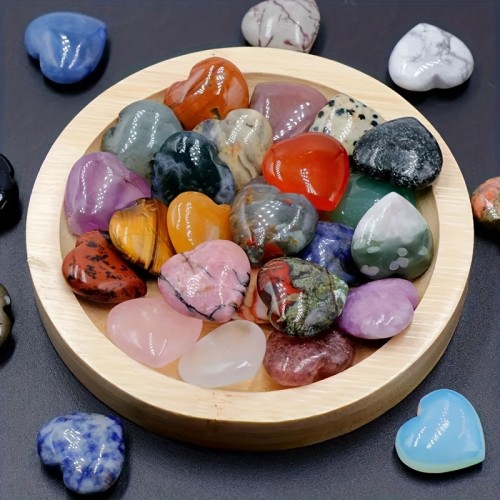 10pcs Hand-Carved Heart-Shaped Quartz Crystal - Suitable for Crystal Enthusiasts And Decorative Ornaments
