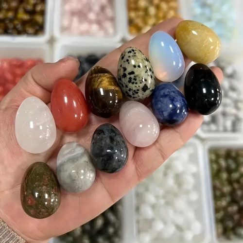 Artificial Stone Crafts 5\u002F10pcs Artificial Stone & Glass Egg-Shaped Crafts | DIY Accessories Home Desktop Decorations, Random Mix