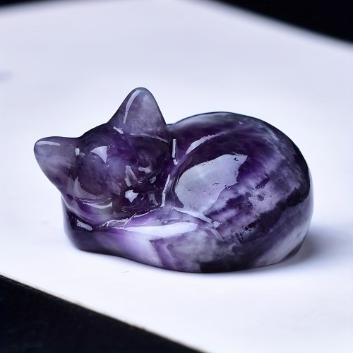 Crystal Sleeping Cat 1pc Crystal Carving Sleeping Cat | Crystal Gift, Home Decor, Mineral Specimen, Bare Stone