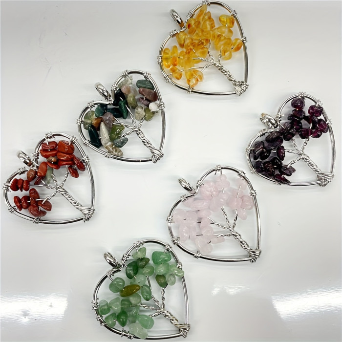 10-Pack Natural Agate Life Tree Pendants with Unique Bohemian Style