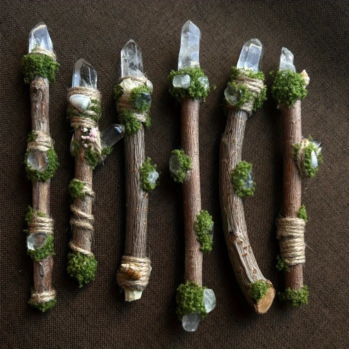 Bohemian White Crystal Wand with Green Accents