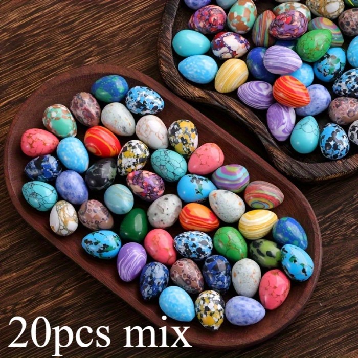 20\u002F 30pcs Natural Stone, Handmade Jewelry Tabletop Decoration Easter Eggs, Perfect Easter Gift