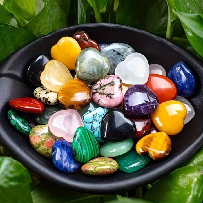 10pcs Hand-Carved Heart-Shaped Quartz Crystal - Suitable for Crystal Enthusiasts And Decorative Ornaments
