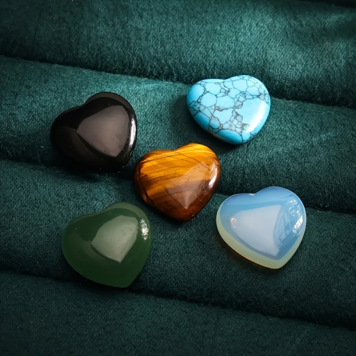 10pcs Hand-Carved Heart-Shaped Quartz Crystal - Suitable for Crystal Enthusiasts And Decorative Ornaments