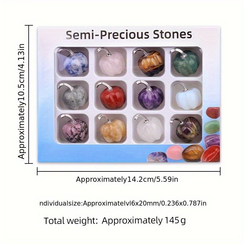 Natural Pumpkin Crystal Stone Set Box Decoration, Hand-polished DIY Multi-color Box Set