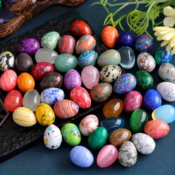 20\u002F 30pcs Natural Stone, Handmade Jewelry Tabletop Decoration Easter Eggs, Perfect Easter Gift