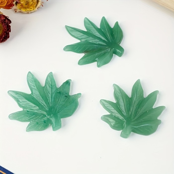 Bohemian Style Aventurine Leaf Carving
