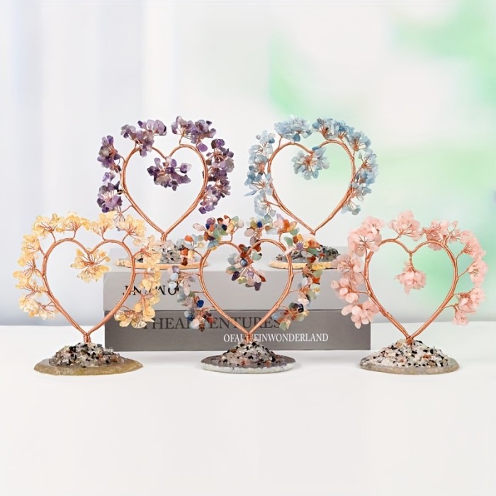 1pc Natural Pink Crystal Love Tree, Amethyst With Agate Slice Base Ornament, Quartz Decoration For Home, Holiday Gifts, Blessing Gifts