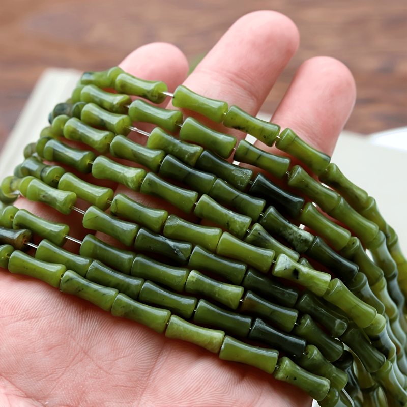30pcs Natural Green Plant Bamboo Knot Beads for Jewelry Making, Loose Beads for DIY Bracelet, Necklace, Earrings