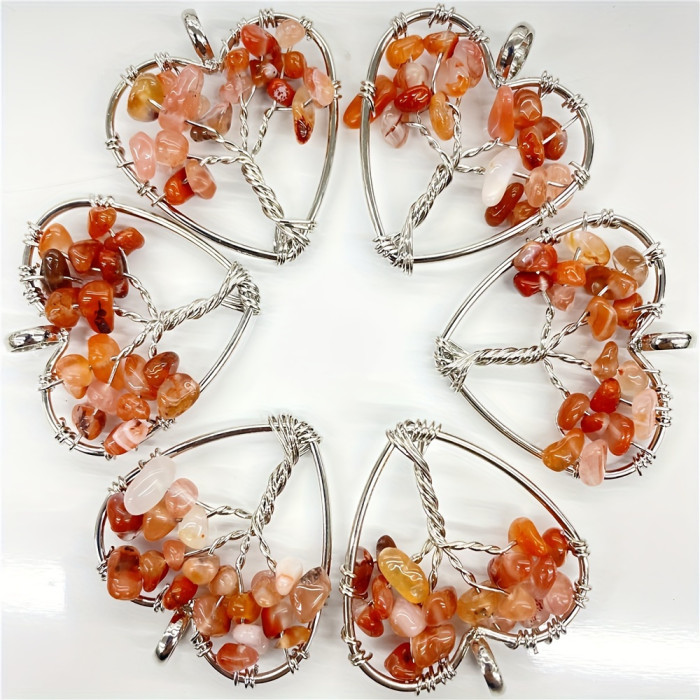 10-Pack Natural Agate Life Tree Pendants with Unique Bohemian Style