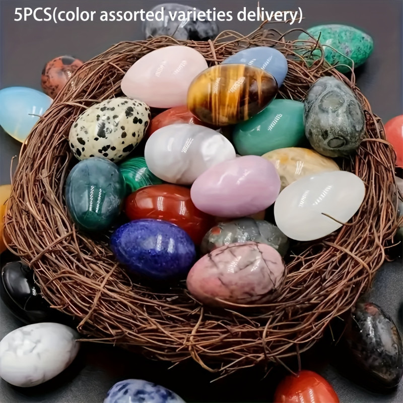Artificial Stone Crafts 5\u002F10pcs Artificial Stone & Glass Egg-Shaped Crafts | DIY Accessories Home Desktop Decorations, Random Mix