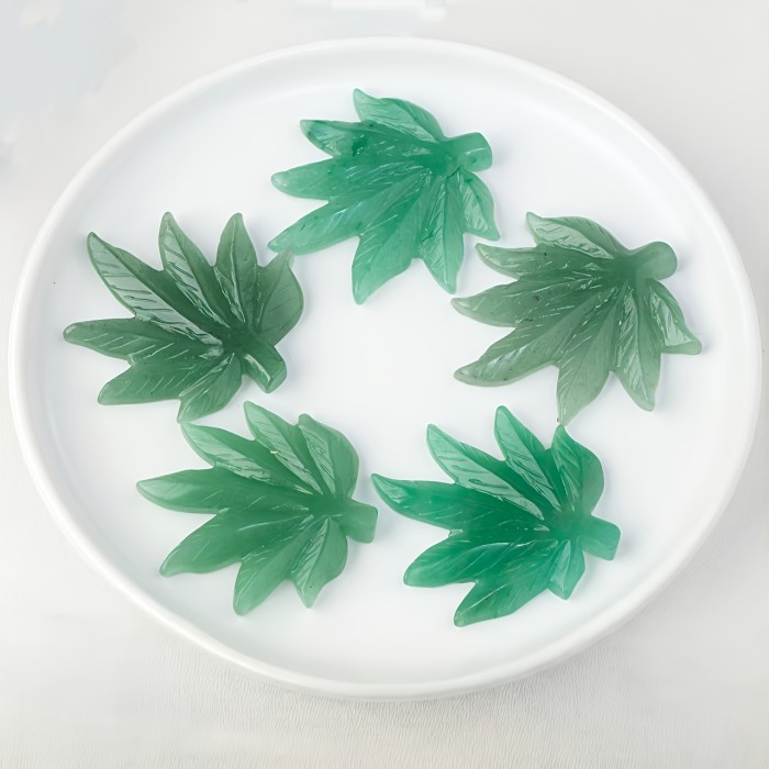 Bohemian Style Aventurine Leaf Carving
