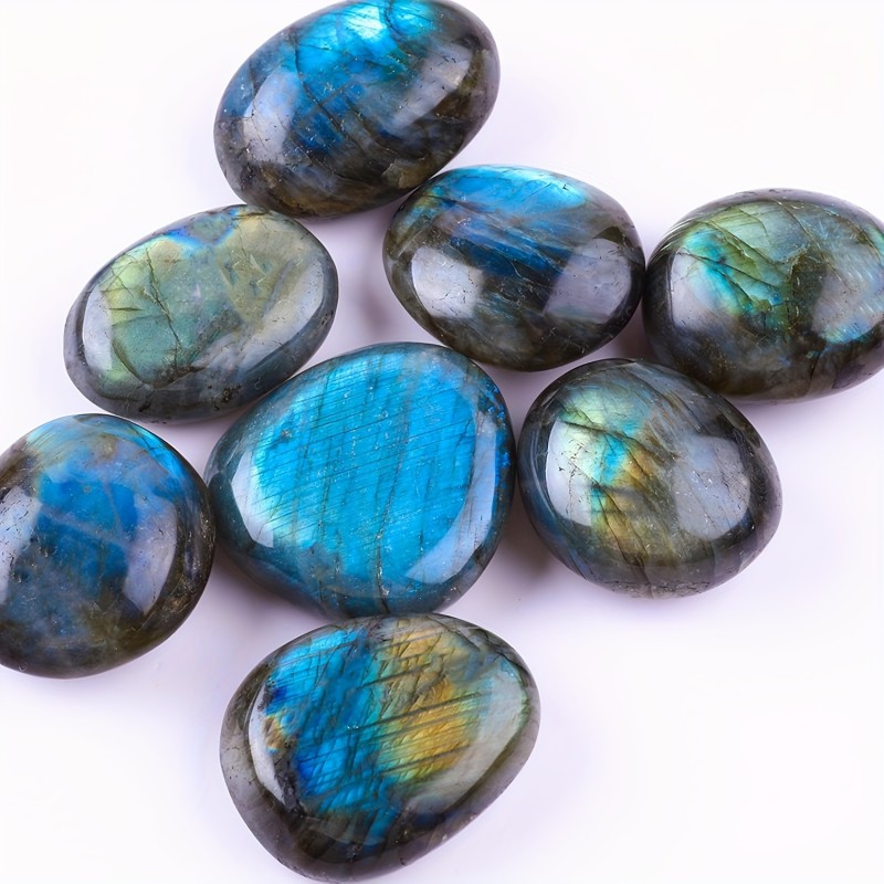 Natural Labradorite Natural Multi-color Labradorite Stone Crystal 1pc | Oval DIY Jewelry Making, Maybe Little Cracks Ornament, Aquarium & Home Decor